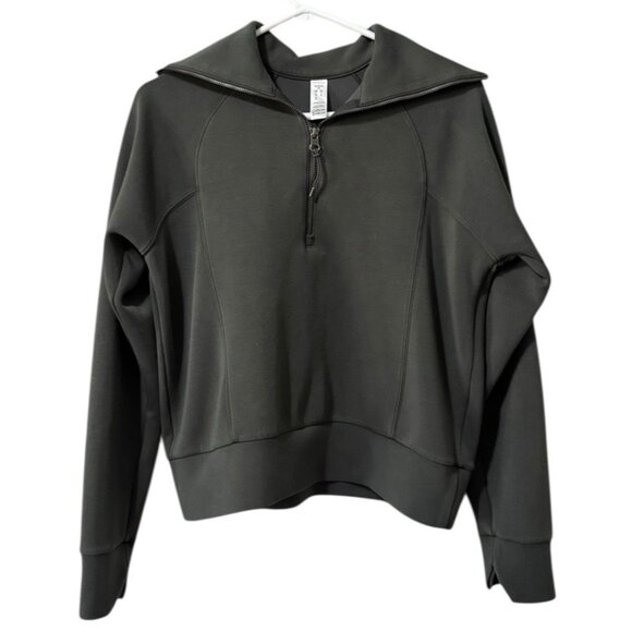 Spanx AirEssential Pullover Women Size XS Green Half Zip Sweatshirt Comfy Preppy - Picture 1 of 12